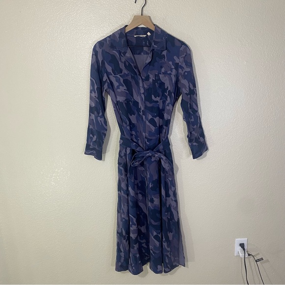 Soft Surroundings Dresses & Skirts - Soft Surroundings Mixed Blue Camo Button Down Belted Maxi Dress PS